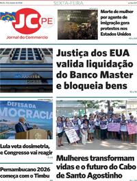 Capa do jornal Jornal do Commercio 09/01/2026