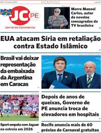 Capa do jornal Jornal do Commercio 11/01/2026