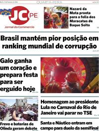 Capa do jornal Jornal do Commercio 11/02/2026