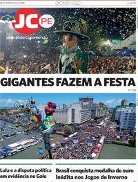 Capa do jornal Jornal do Commercio 15/02/2026