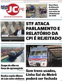 Capa do jornal Jornal do Commercio 15/04/2026