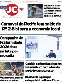 Capa do jornal Jornal do Commercio 19/02/2026