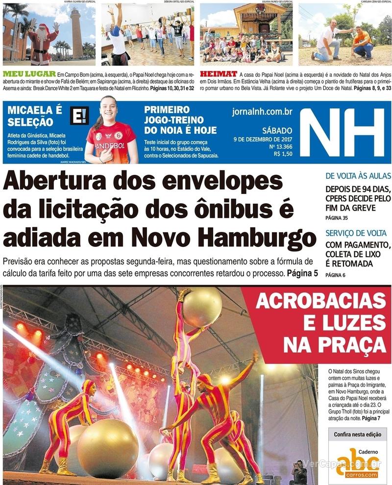 Capa do jornal Jornal NH 09/12/2017