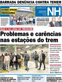 Capa do jornal Jornal NH 03/08/2017