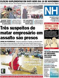 Capa do jornal Jornal NH 04/10/2017