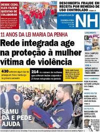 Capa do jornal Jornal NH 07/08/2017