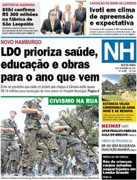 Capa do jornal Jornal NH 08/09/2017