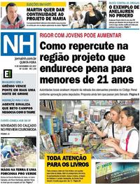 Capa do jornal Jornal NH 09/11/2017