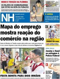 Capa do jornal Jornal NH 11/09/2017