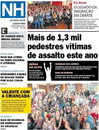 Capa do jornal Jornal NH 11/10/2017