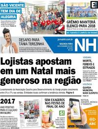 Capa do jornal Jornal NH 18/12/2017
