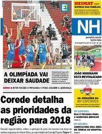 Capa do jornal Jornal NH 25/08/2017