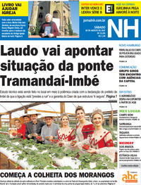 Capa do jornal Jornal NH 26/08/2017