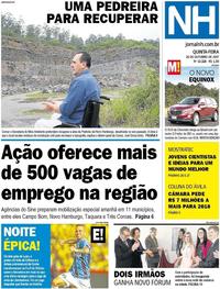 Capa do jornal Jornal NH 26/10/2017