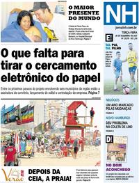 Capa do jornal Jornal NH 26/12/2017