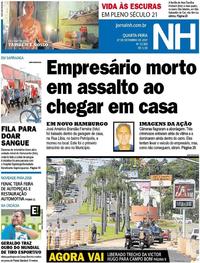 Capa do jornal Jornal NH 27/09/2017