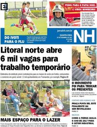 Capa do jornal Jornal NH 27/12/2017
