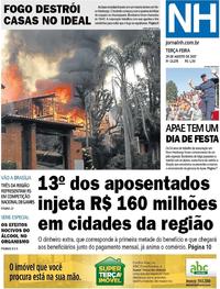 Capa do jornal Jornal NH 29/08/2017