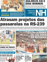 Capa do jornal Jornal NH 30/10/2017