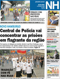 Capa do jornal Jornal NH 01/06/2018