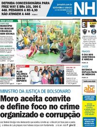 Capa do jornal Jornal NH 02/11/2018