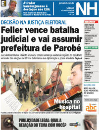 Capa do jornal Jornal NH 04/08/2018