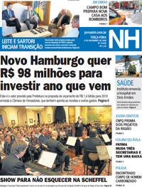 Capa do jornal Jornal NH 06/11/2018
