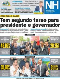 Capa do jornal Jornal NH 08/10/2018