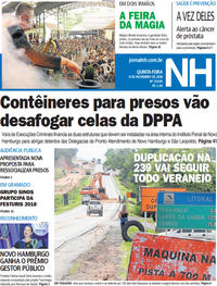 Capa do jornal Jornal NH 08/11/2018