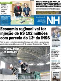 Capa do jornal Jornal NH 09/08/2018