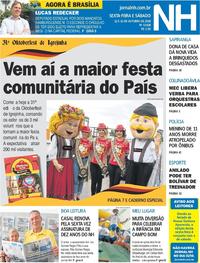 Capa do jornal Jornal NH 12/10/2018
