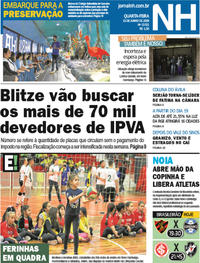 Capa do jornal Jornal NH 13/06/2018