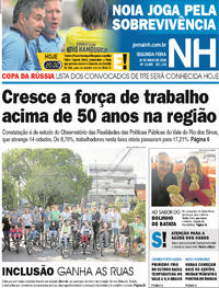 Capa do jornal Jornal NH 14/05/2018