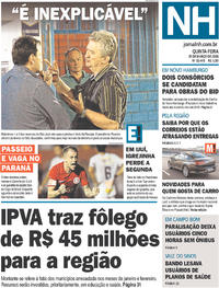 Capa do jornal Jornal NH 15/03/2018