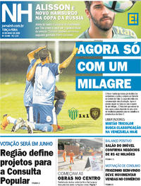 Capa do jornal Jornal NH 15/05/2018