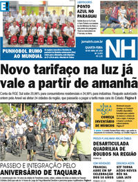 Capa do jornal Jornal NH 18/04/2018