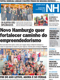 Capa do jornal Jornal NH 20/12/2018