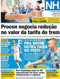 Capa do jornal Jornal NH 21/02/2018