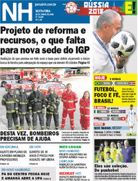 Capa do jornal Jornal NH 22/06/2018