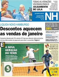 Capa do jornal Jornal NH 24/01/2018