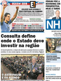 Capa do jornal Jornal NH 26/06/2018