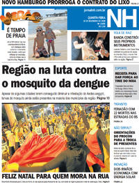 Capa do jornal Jornal NH 26/12/2018