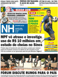 Capa do jornal Jornal NH 27/06/2018