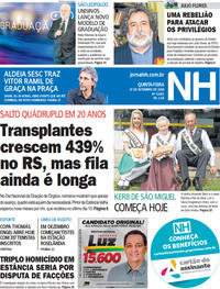 Capa do jornal Jornal NH 27/09/2018