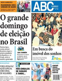 Capa do jornal Jornal NH 28/10/2018