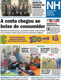 Capa do jornal Jornal NH 29/06/2018