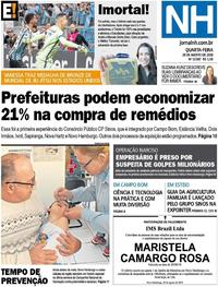 Capa do jornal Jornal NH 29/08/2018