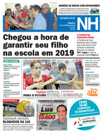 Capa do jornal Jornal NH 29/09/2018