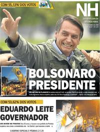 Capa do jornal Jornal NH 29/10/2018