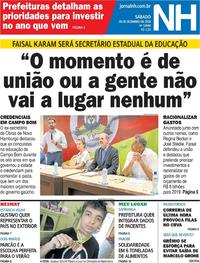 Capa do jornal Jornal NH 29/12/2018